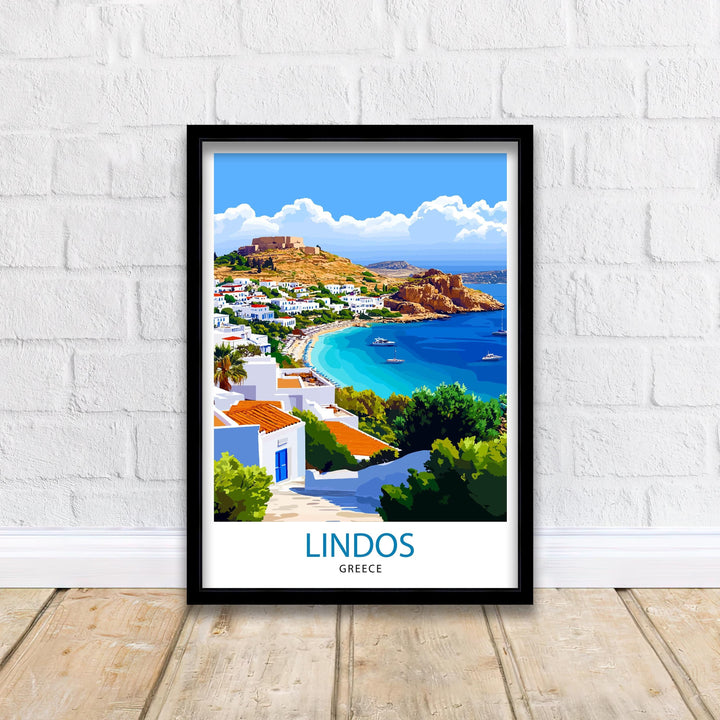 Lindos Greece Travel Print Wall Decor Wall Art Lindos Village Landscape Wall Hanging Home Décor Greek Island Gift Art Lovers Scenic Print