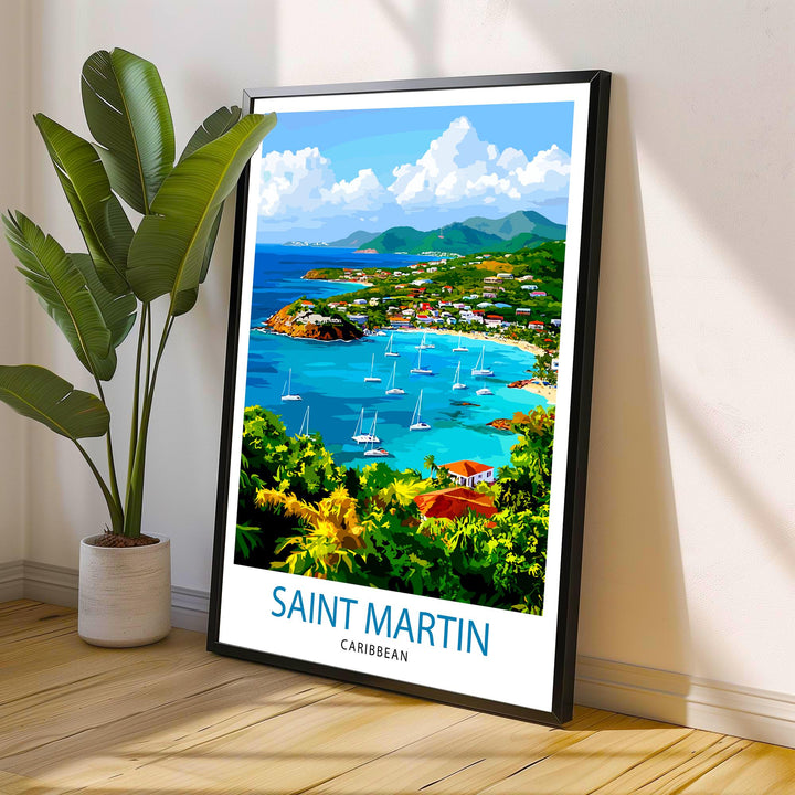Saint Martin Travel Print Wall Decor Wall Art Saint Martin Island Landscape Wall Hanging Home Décor Caribbean Gift Art Lovers Tropical Print