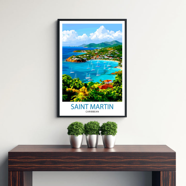 Saint Martin Travel Print Wall Decor Wall Art Saint Martin Island Landscape Wall Hanging Home Décor Caribbean Gift Art Lovers Tropical Print