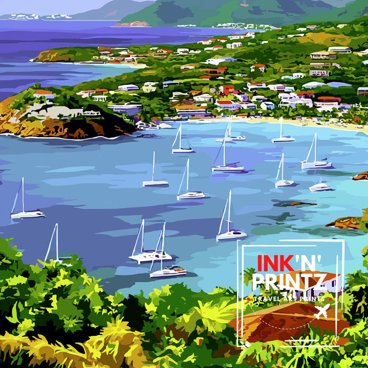 Saint Martin Travel Print Wall Decor Wall Art Saint Martin Island Landscape Wall Hanging Home Décor Caribbean Gift Art Lovers Tropical Print