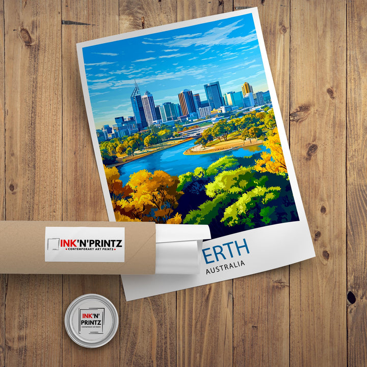 Perth Australia Travel Poster Perth