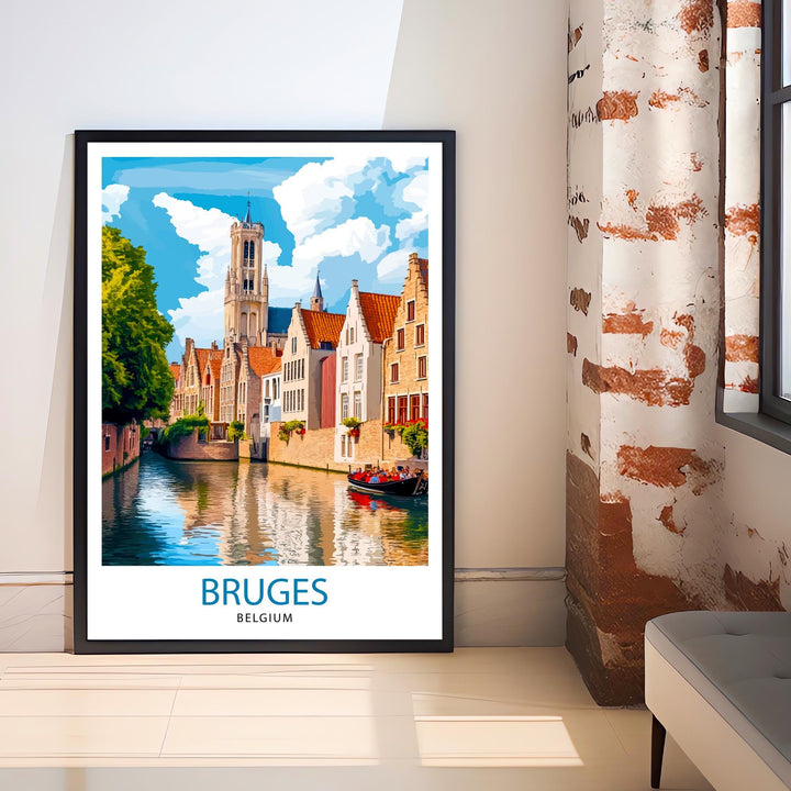 Bruges Belgium Travel Print Wall Decor Wall Art Bruges Canal View Wall Hanging Home Décor Belgian Art Gift Art Lovers Medieval City Print