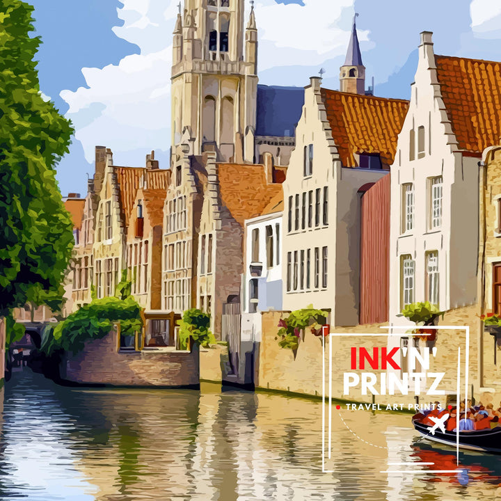 Bruges Belgium Travel Print Wall Decor Wall Art Bruges Canal View Wall Hanging Home Décor Belgian Art Gift Art Lovers Medieval City Print