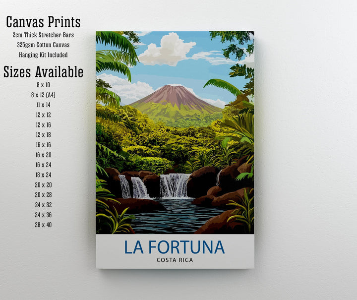 La Fortuna Costa Rica Travel Print Wall Decor Wall Art Arenal Volcano Landscape Wall Hanging Home Décor Tropical Paradise Gift Art Lovers