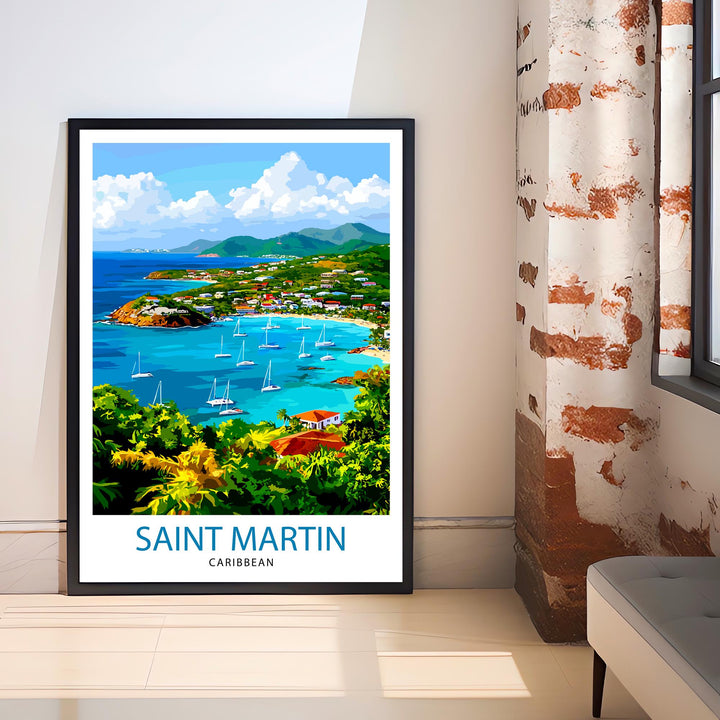 Saint Martin Travel Print Wall Decor Wall Art Saint Martin Island Landscape Wall Hanging Home Décor Caribbean Gift Art Lovers Tropical Print
