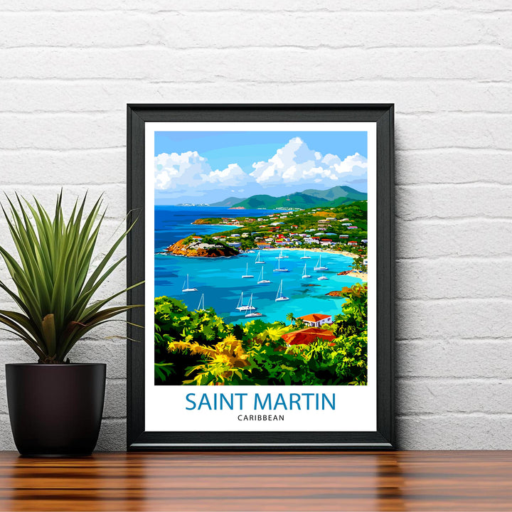 Saint Martin Travel Print Wall Decor Wall Art Saint Martin Island Landscape Wall Hanging Home Décor Caribbean Gift Art Lovers Tropical Print