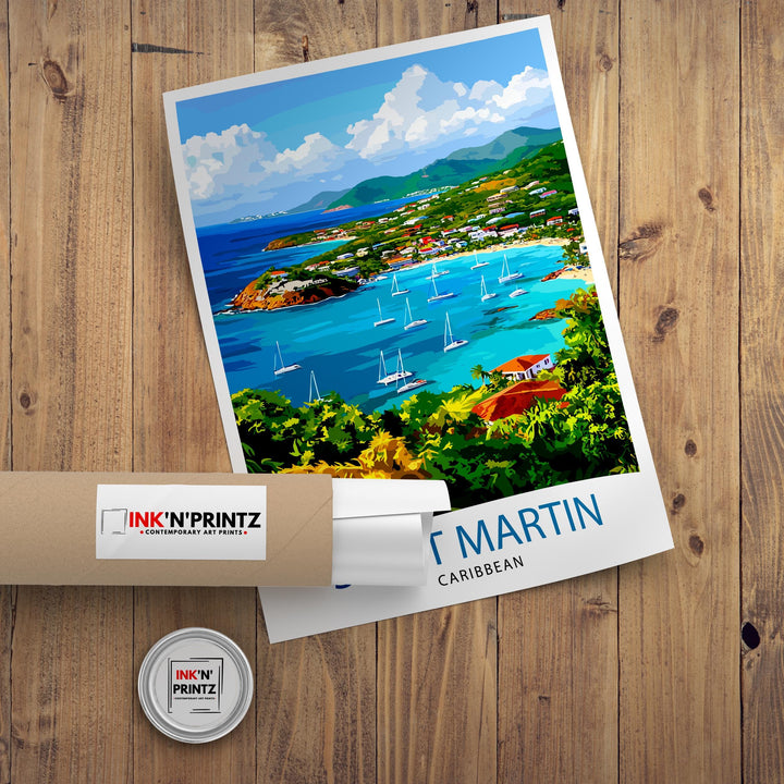 Saint Martin Travel Print Wall Decor Wall Art Saint Martin Island Landscape Wall Hanging Home Décor Caribbean Gift Art Lovers Tropical Print