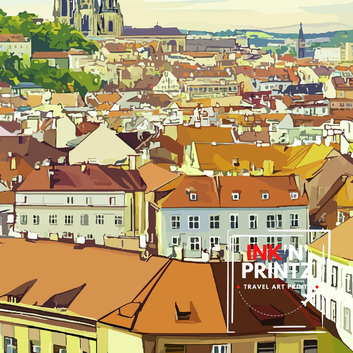 Brno Czech Republic Travel Print Wall Decor Wall Art Brno Cityscape Wall Hanging Home Décor Czech Town Gift Art Lovers Urban Print