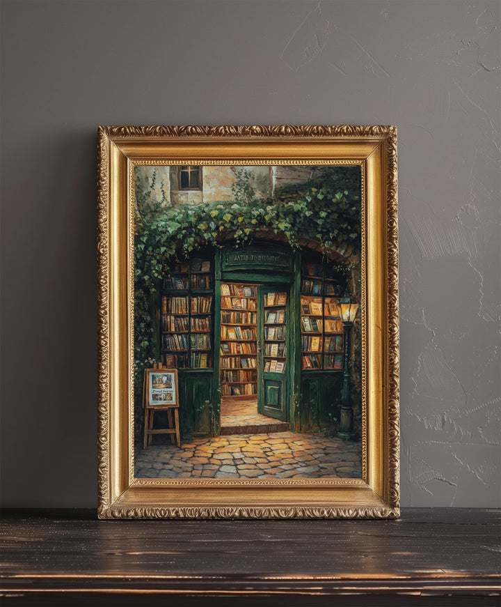 Wizards Bookstore Poster Dark Academia Art Cottagecore Decor Antique Illustration Vintage Magical Library Wall Art Rustic Aesthetic