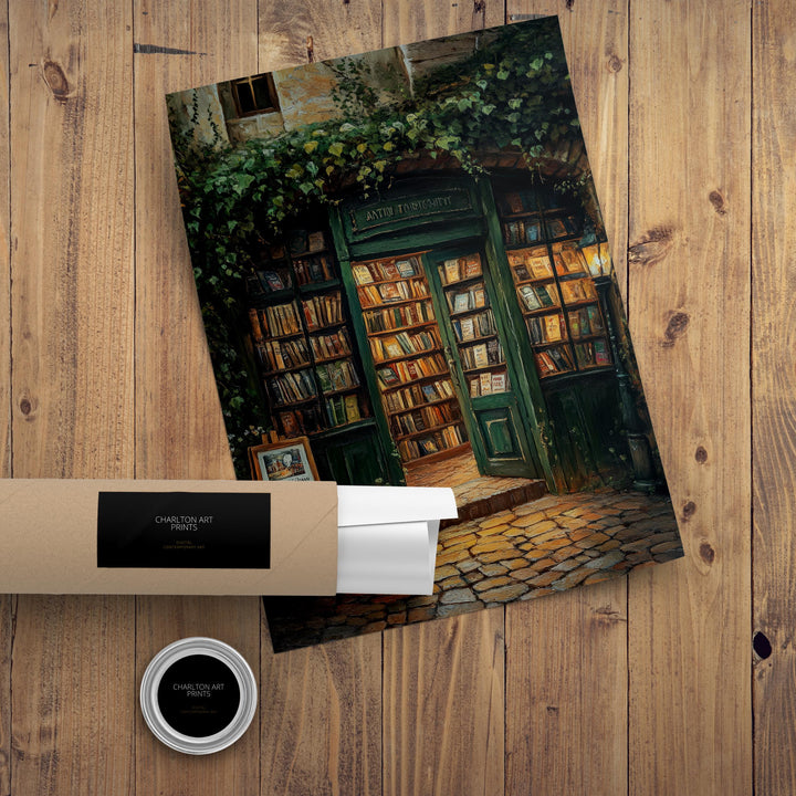 Wizards Bookstore Poster Dark Academia Art Cottagecore Decor Antique Illustration Vintage Magical Library Wall Art Rustic Aesthetic