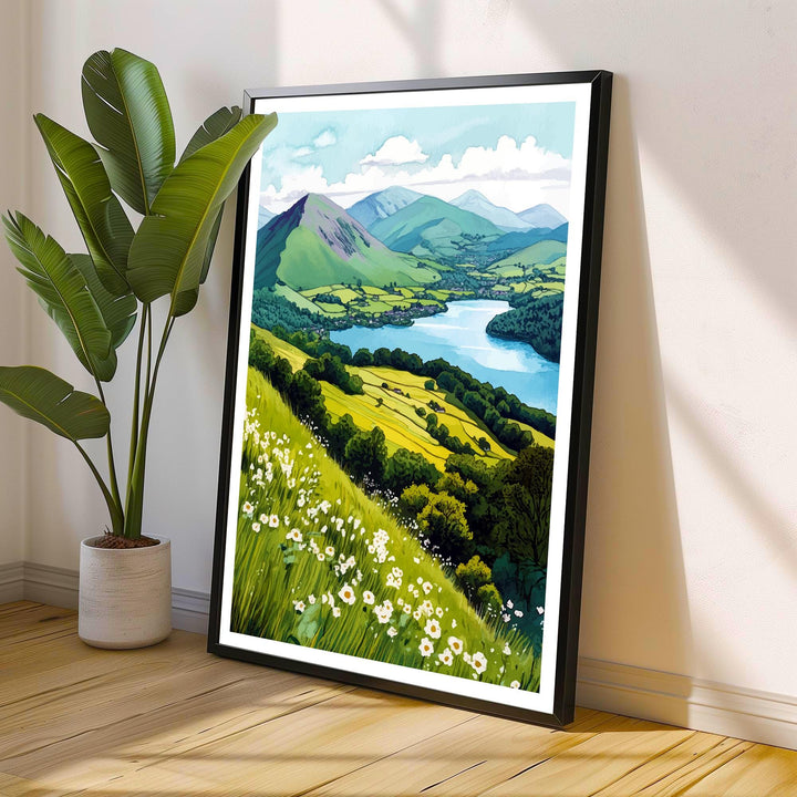 Cat Bells Lake District Travel Poster
