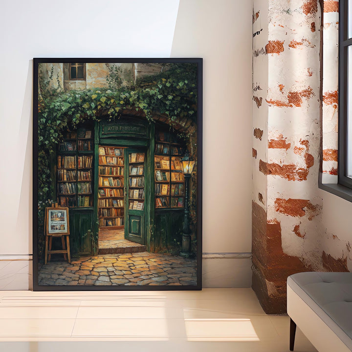 Wizards Bookstore Poster Dark Academia Art Cottagecore Decor Antique Illustration Vintage Magical Library Wall Art Rustic Aesthetic