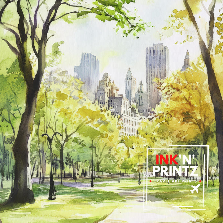Central Park New York Travel Poster