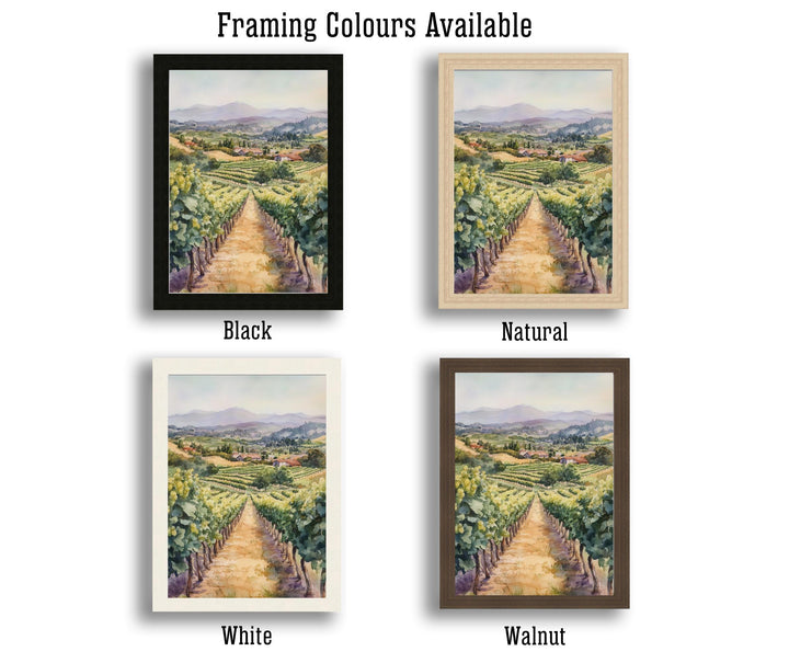 California Vineyard Watercolor Travel Poster