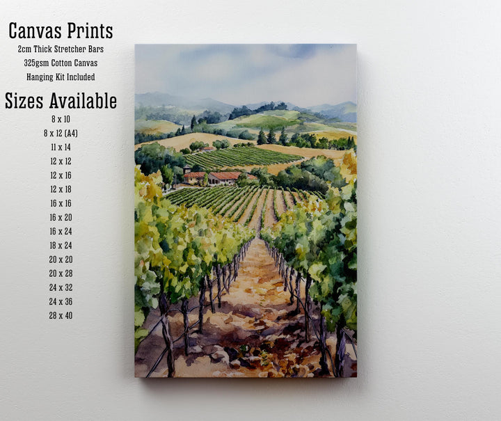 Napa Valley Watercolor Travel Print Wall Decor Wall Art Napa Valley Landscape Wall Hanging Home Décor Wine Country Gift Art Lovers Scenic
