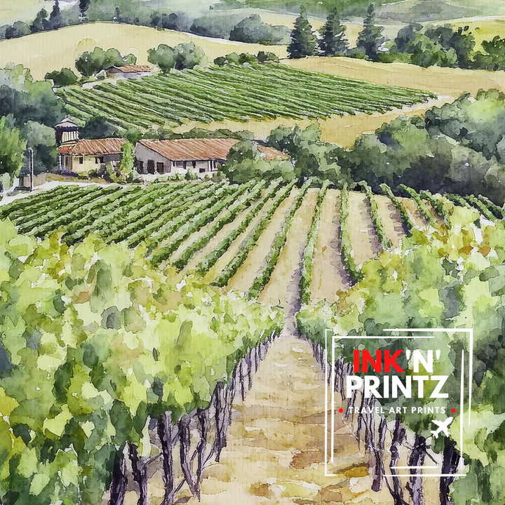 Napa Valley Watercolor Travel Print Wall Decor Wall Art Napa Valley Landscape Wall Hanging Home Décor Wine Country Gift Art Lovers Scenic