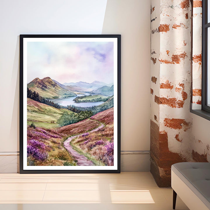 Cat Bells Cumbria Watercolor Travel Poster