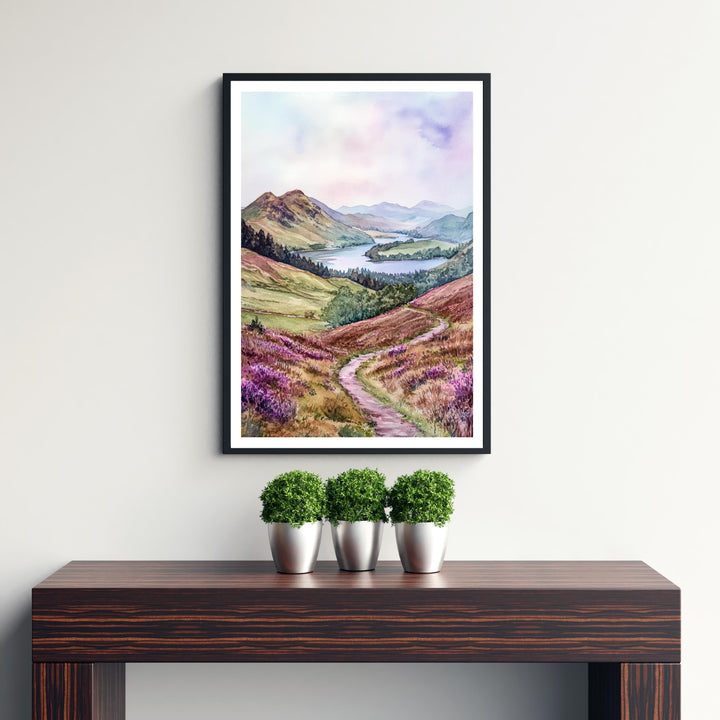 Cat Bells Cumbria Watercolor Travel Poster