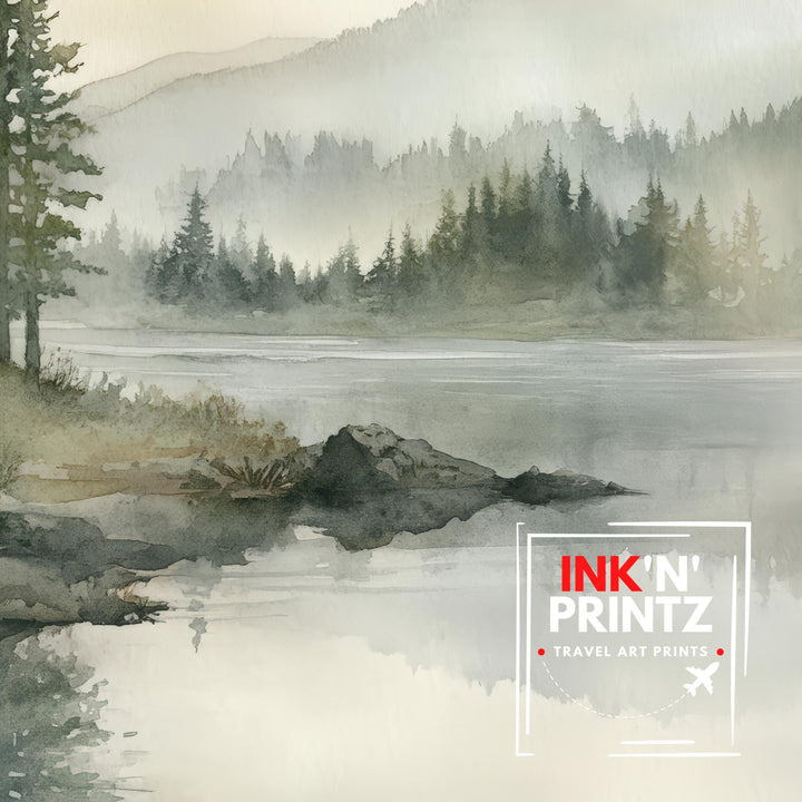 Lake Idaho Watercolor Travel Poster