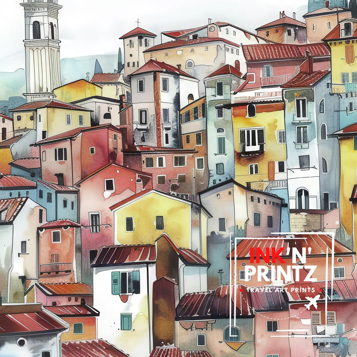 Lucca Italy Watercolor Travel Print Wall Decor Wall Art Lucca Landscape Wall Hanging Home Décor Italian City Gift Art Lovers Scenic Print