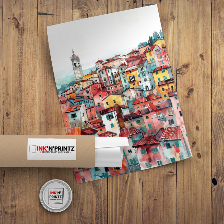 Lucca Italy Watercolor Travel Print Wall Decor Wall Art Lucca Landscape Wall Hanging Home Décor Italian City Gift Art Lovers Scenic Print