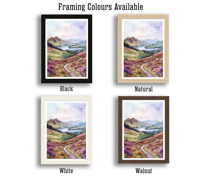Cat Bells Cumbria Watercolor Travel Poster