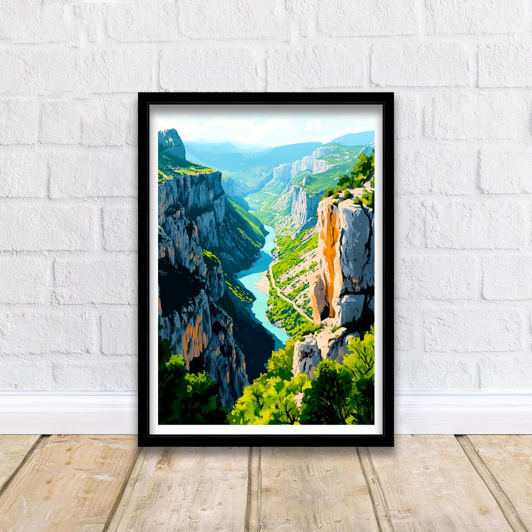 Verdon Gorge France Watercolor Travel Poster
