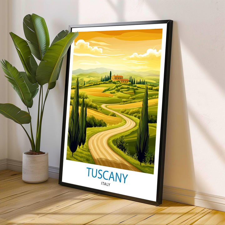 Tuscany Italy Watercolor Travel Poster