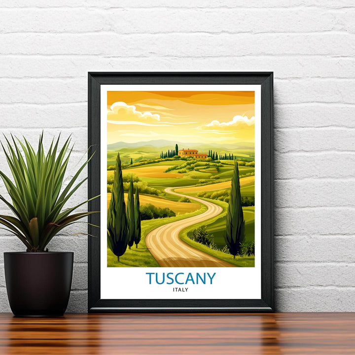 Tuscany Italy Watercolor Travel Poster