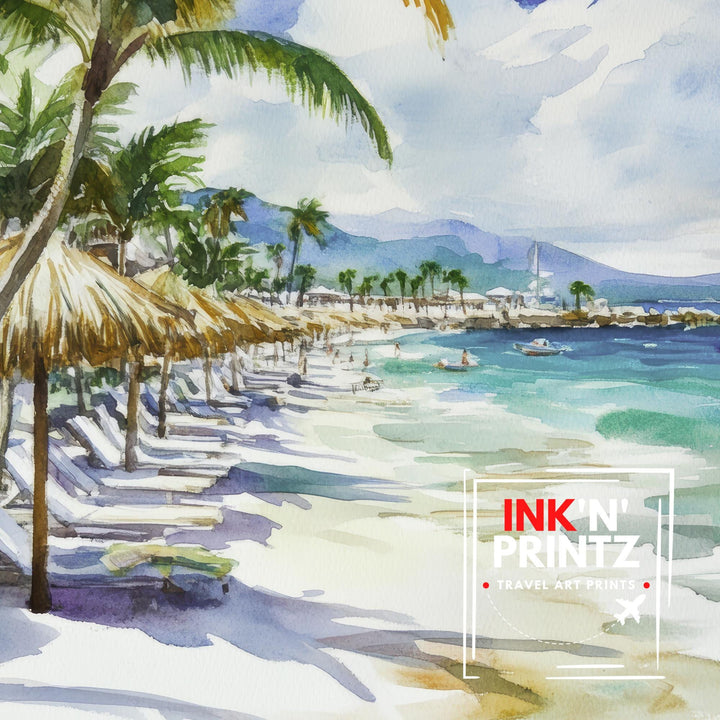 Cozumel Mexico Watercolor Travel Poster