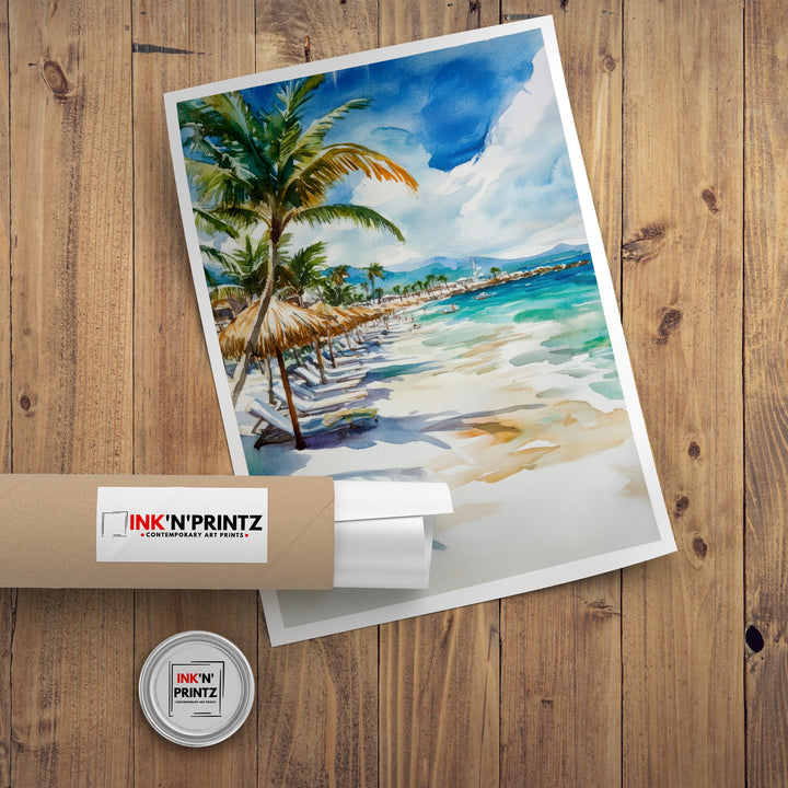 Cozumel Mexico Watercolor Travel Poster