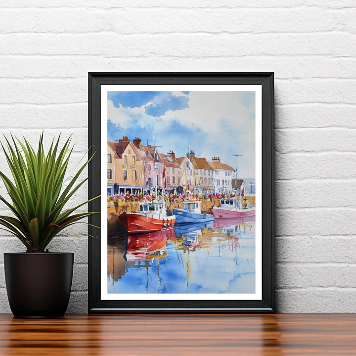 Weymouth Harbour Poster, Dorset Art, England Seaside Painting, Coastal