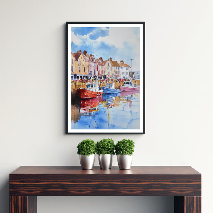 Weymouth Harbour Poster, Dorset Art, England Seaside Painting, Coastal