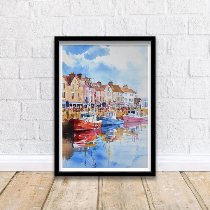 Weymouth Harbour Poster, Dorset Art, England Seaside Painting, Coastal