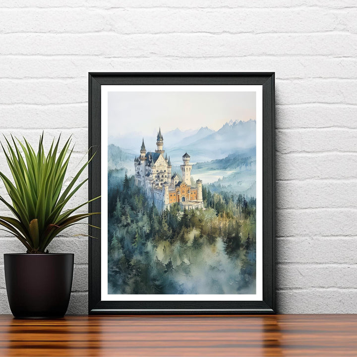 Bavarian Poster, Germany Landscape Painting, Mountain Scenery, Nature Art,