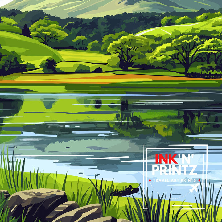 Grasmere Lake District Travel Poster Grasmere