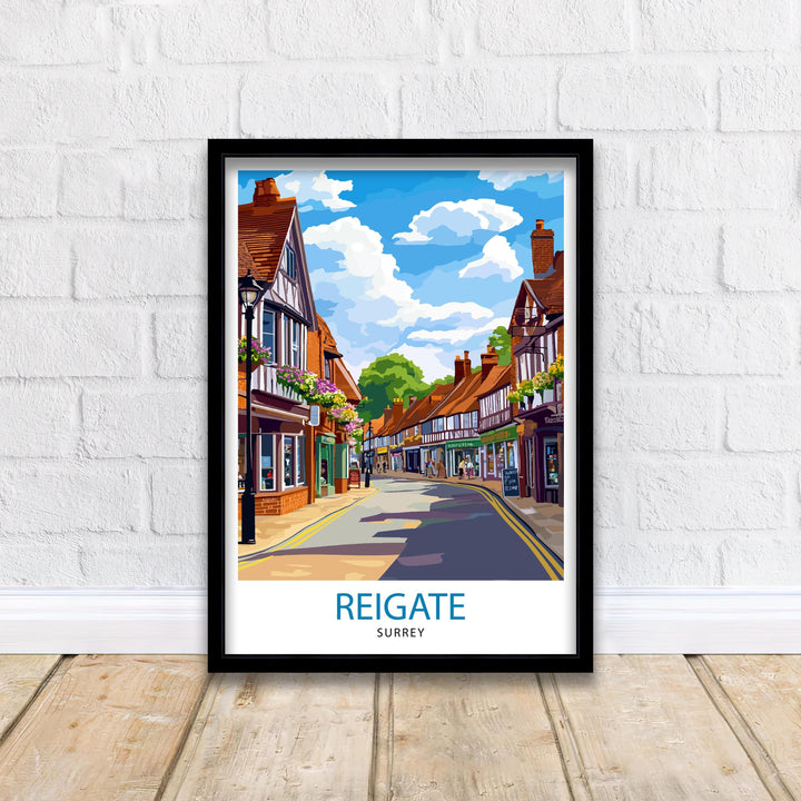 Reigate Surrey Travel Poster Wall Art Reigate Poster Surrey Hills Art Nature Lover Gift Scenic Views Hiking UK Countryside Poster