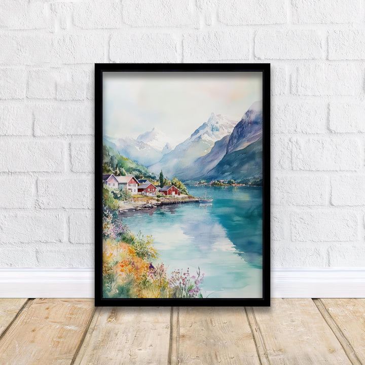 Olden Norway Watercolor Travel Poster
