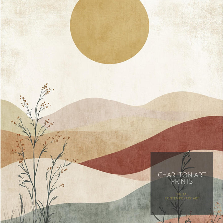 Boho Mountain Landscape Wall Print Modern Nature Wall Art Earthy Scenic Poster for Living Room Bedroom or Gallery Wall Tranquil Bohemian