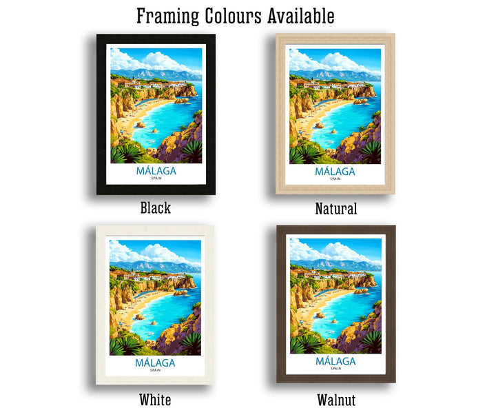 Málaga Spain Watercolor Travel Poster