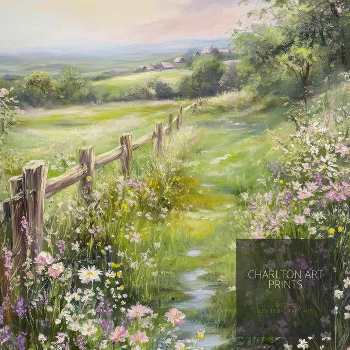 Vintage Wildflower Meadow Poster Cottagecore Decor Dark Academia Art Enchanted Floral Illustration Rustic Nature Wall Art