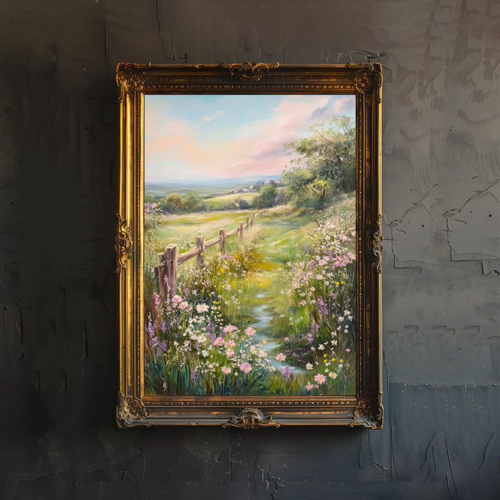 Vintage Wildflower Meadow Poster Cottagecore Decor Dark Academia Art Enchanted Floral Illustration Rustic Nature Wall Art