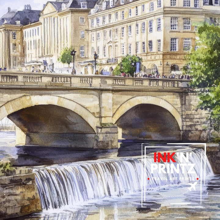 Bath England Watercolor Travel Poster