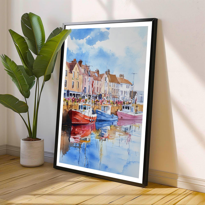 Weymouth Harbour Poster, Dorset Art, England Seaside Painting, Coastal