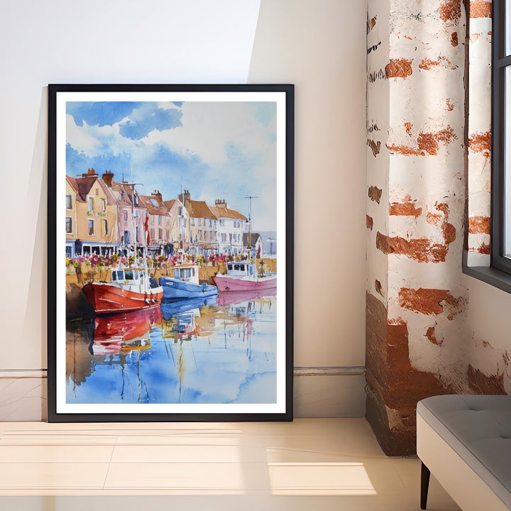 Weymouth Harbour Poster, Dorset Art, England Seaside Painting, Coastal