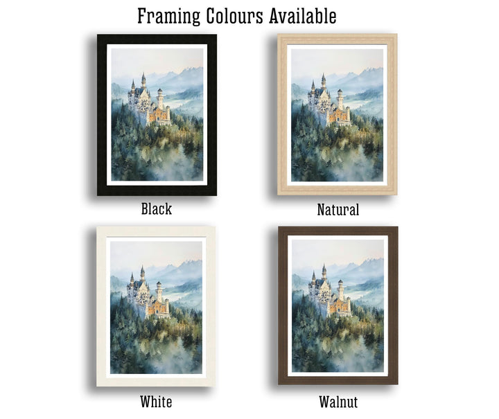 Bavarian Poster, Germany Landscape Painting, Mountain Scenery, Nature Art,