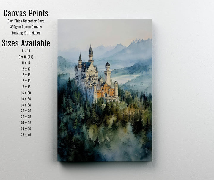 Bavarian Poster, Germany Landscape Painting, Mountain Scenery, Nature Art,