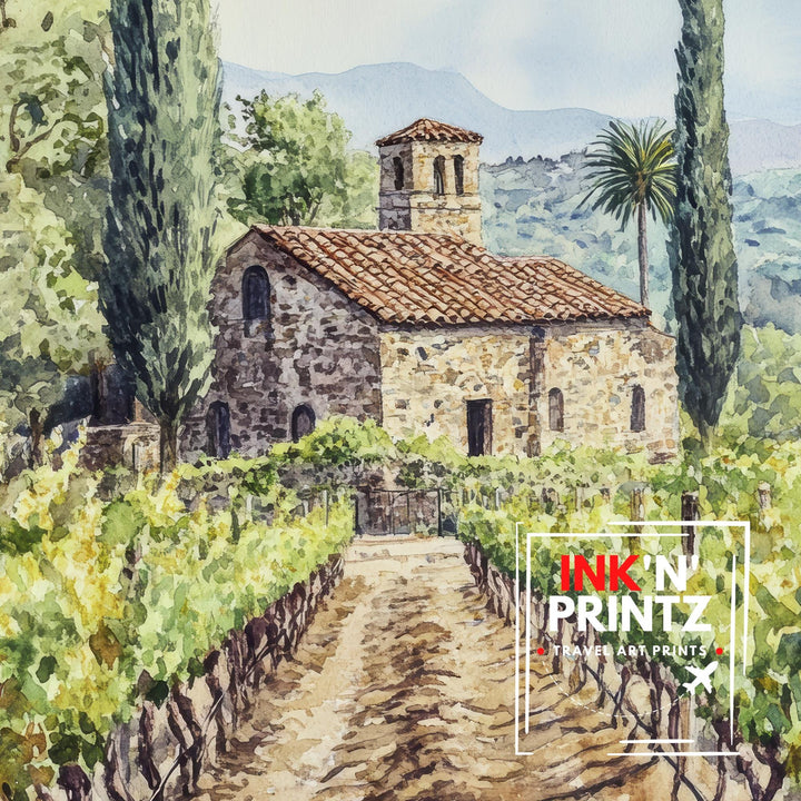 Napa Valley Watercolor Poster