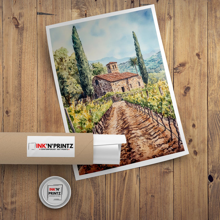 Napa Valley Watercolor Poster