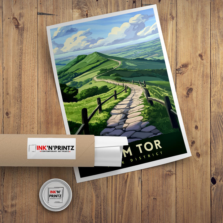 Mam Tor Travel Poster Wall Art Mam Tor Poster Peak District
